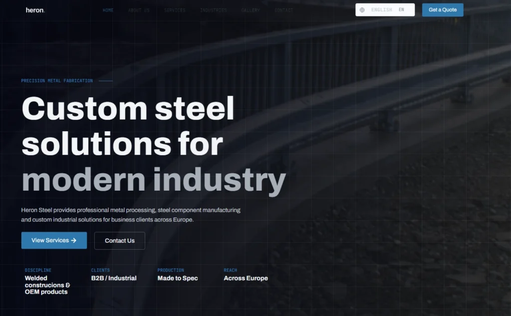Strony internetowe dla firm — realizacja Heron Steel.